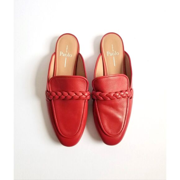 LINEA PAOLO Amy Braided Keeper Mules Red Napa Leather Sz 6.5 Slip On - Picture 3 of 12